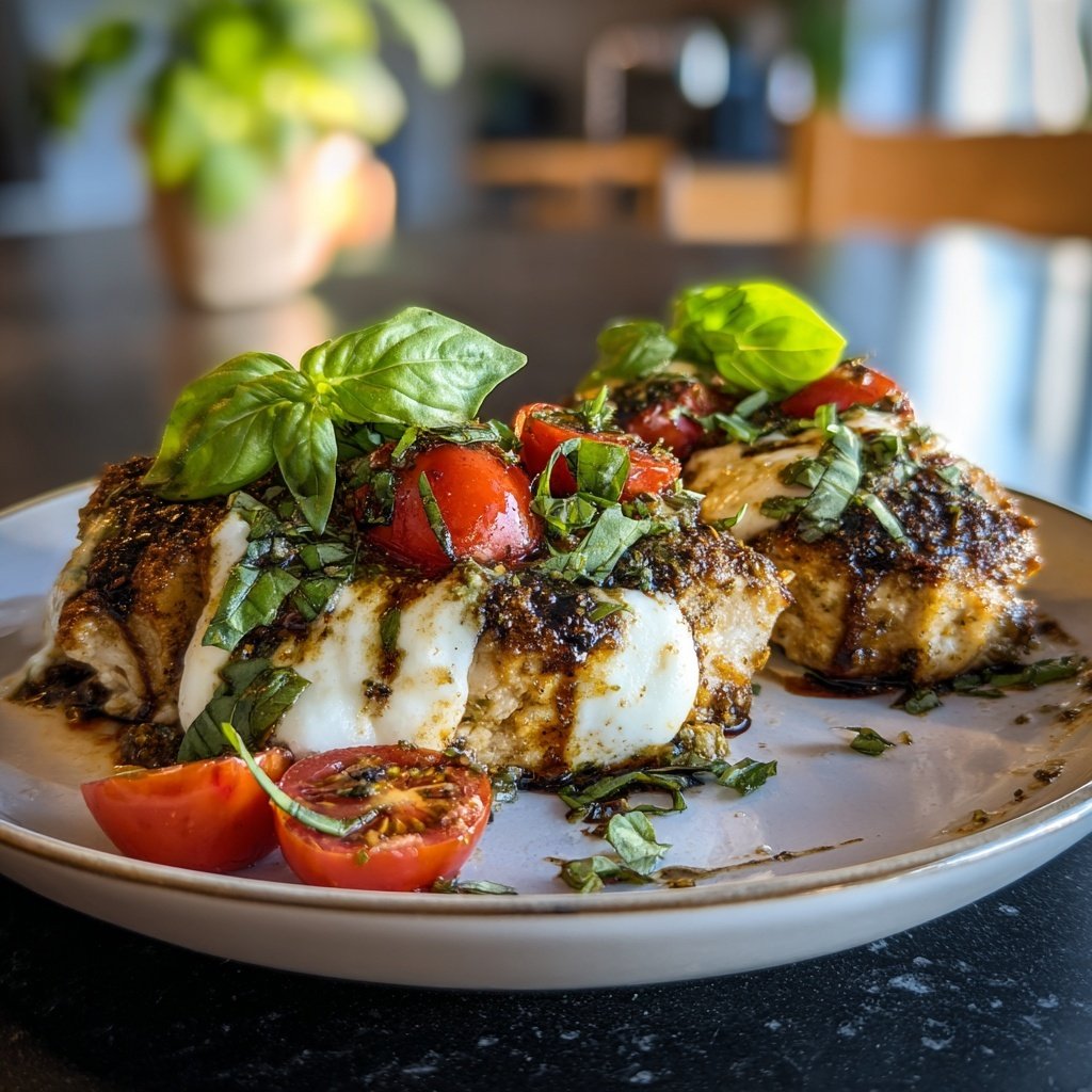 Balsamico Hähnchen Caprese mit Kräutern