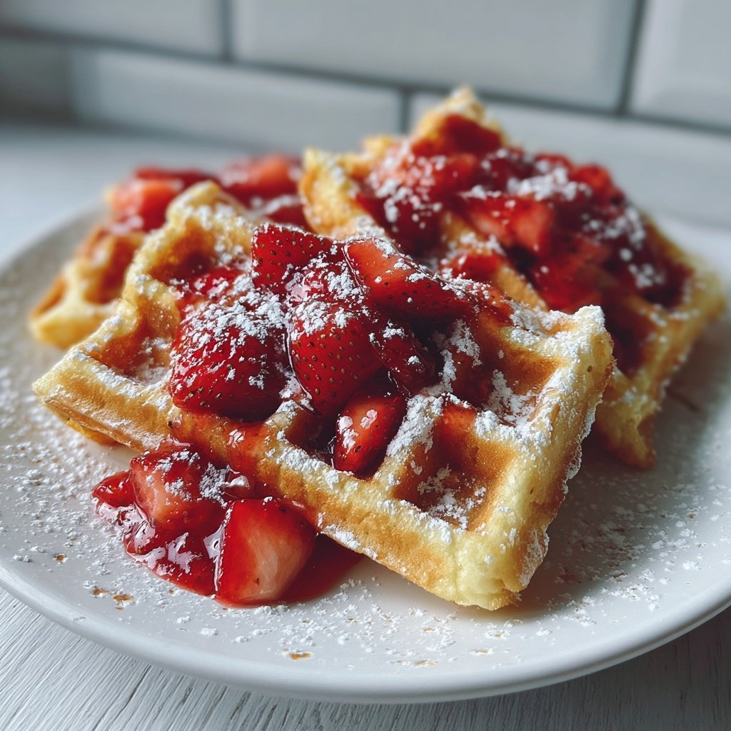Waffeln mit Erdbeerkompott