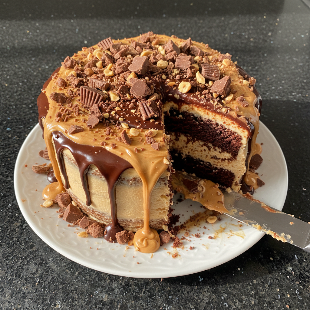 Klassische Reese’s Erdnussbutter Torte