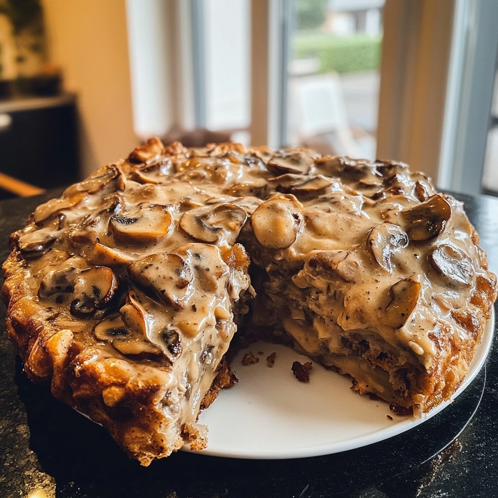 Vegetarischer Nussbraten mit Pilzrahmsauce