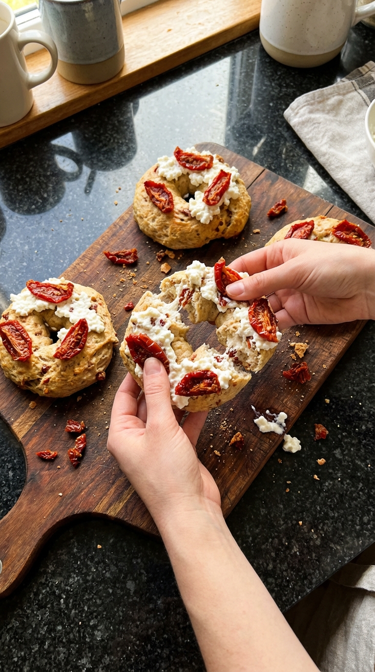 Getrocknete Tomaten Hüttenkäse Bagels​