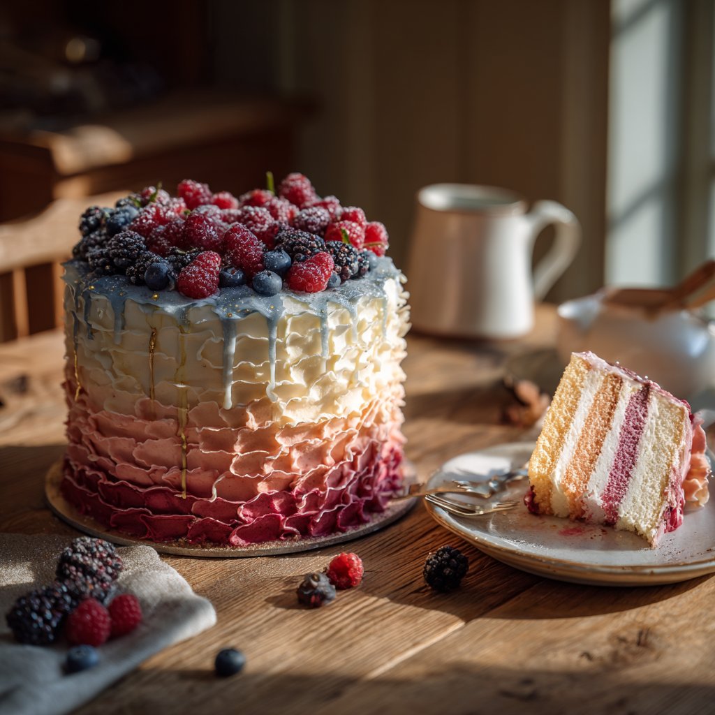 30. Geburtstagskuchen mit Ombre-Rüschen