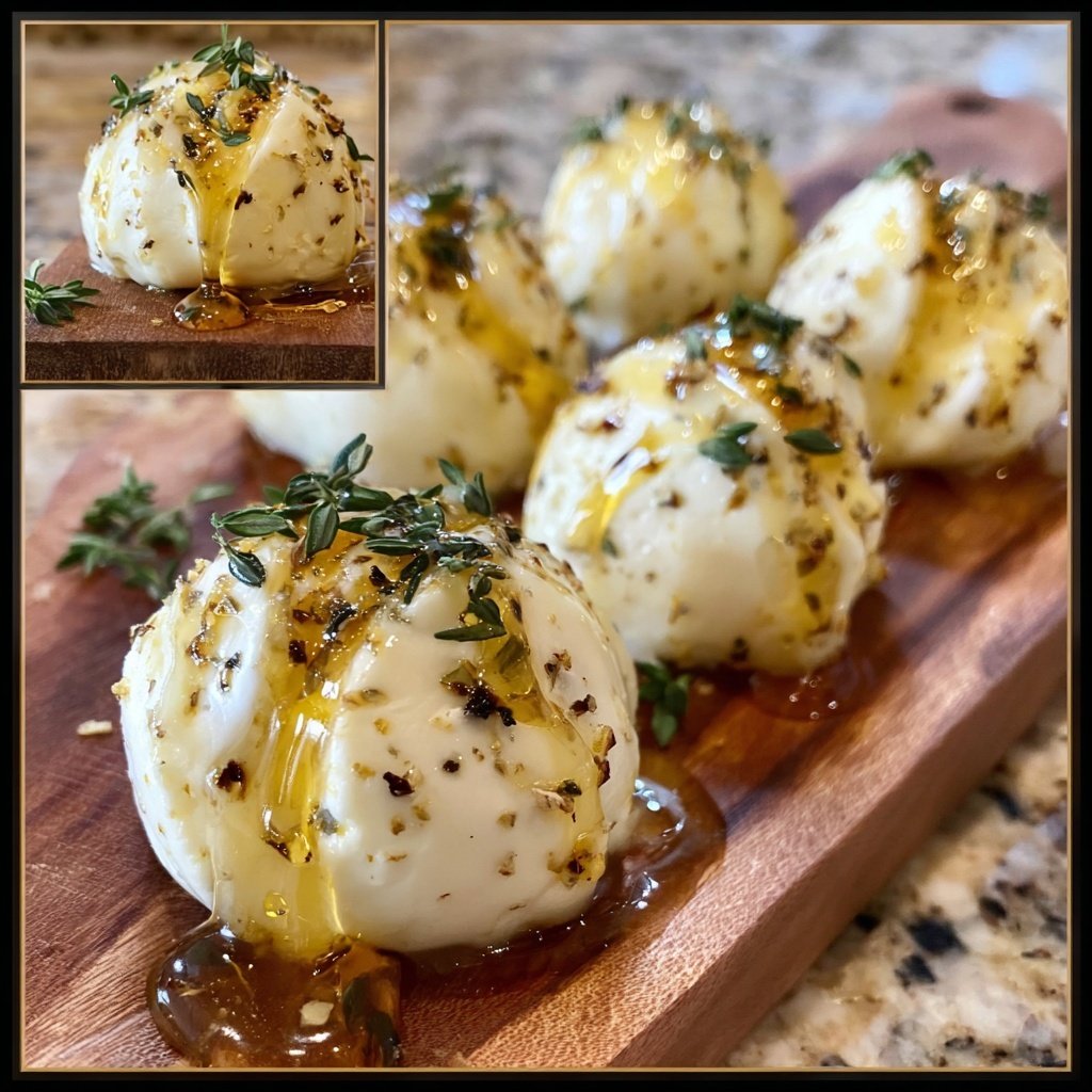 Ziegenkäsepralinen mit Honig und Thymian