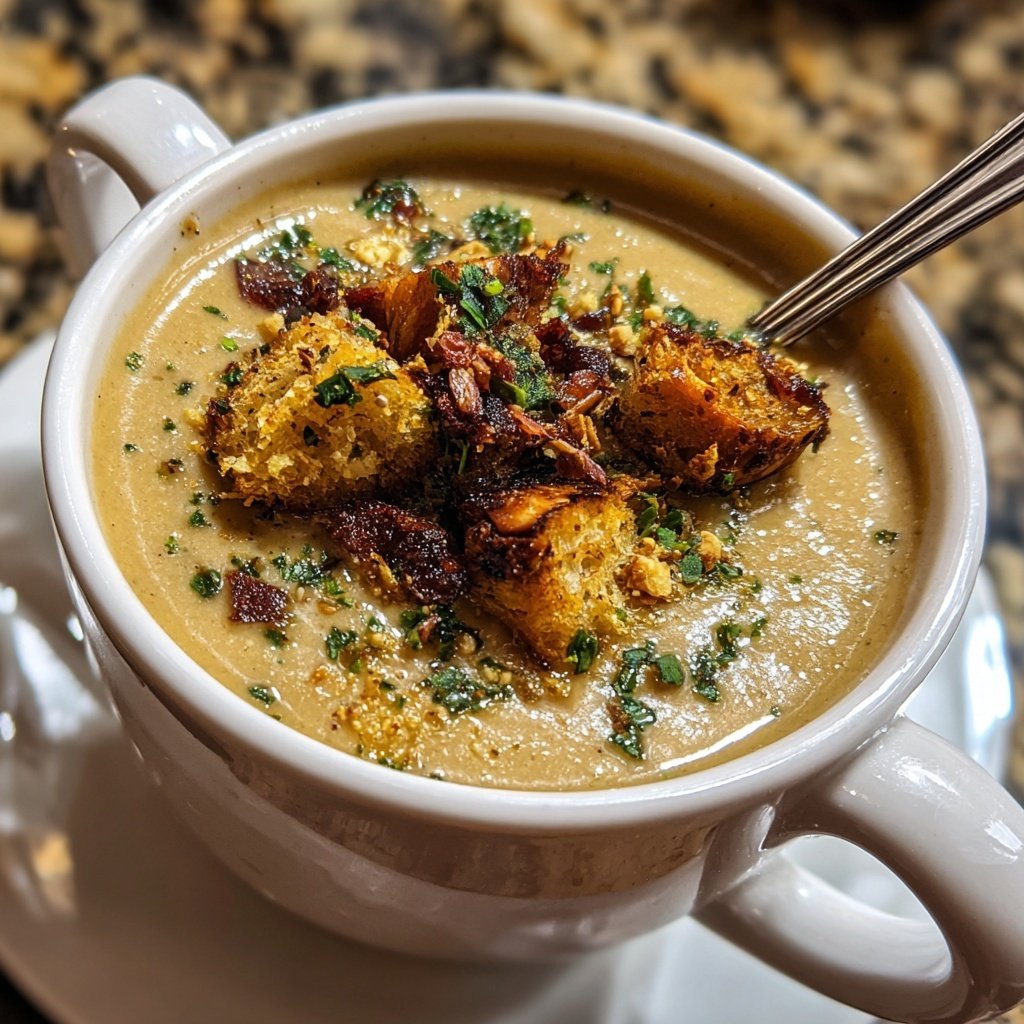 Cremige Maronensuppe mit knusprigen Croûtons​