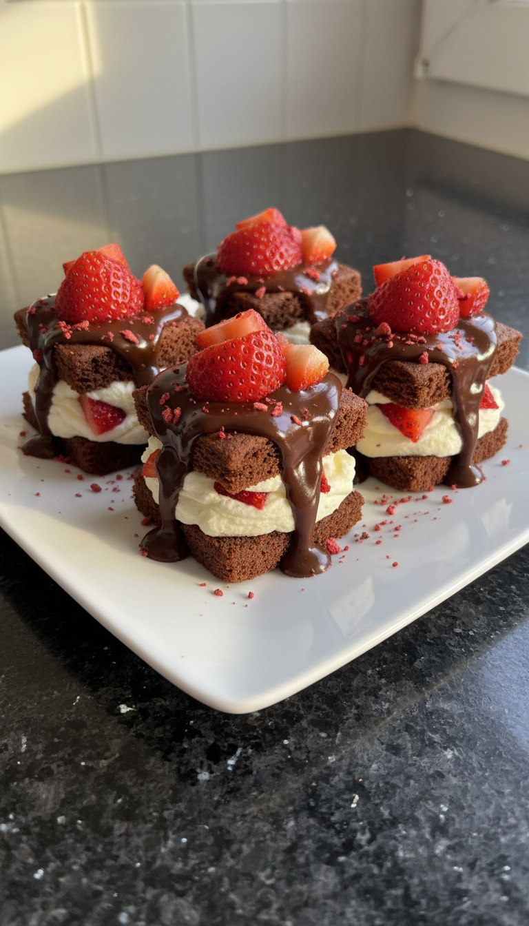 Schoko Erdbeer Shortcake Häppchen​