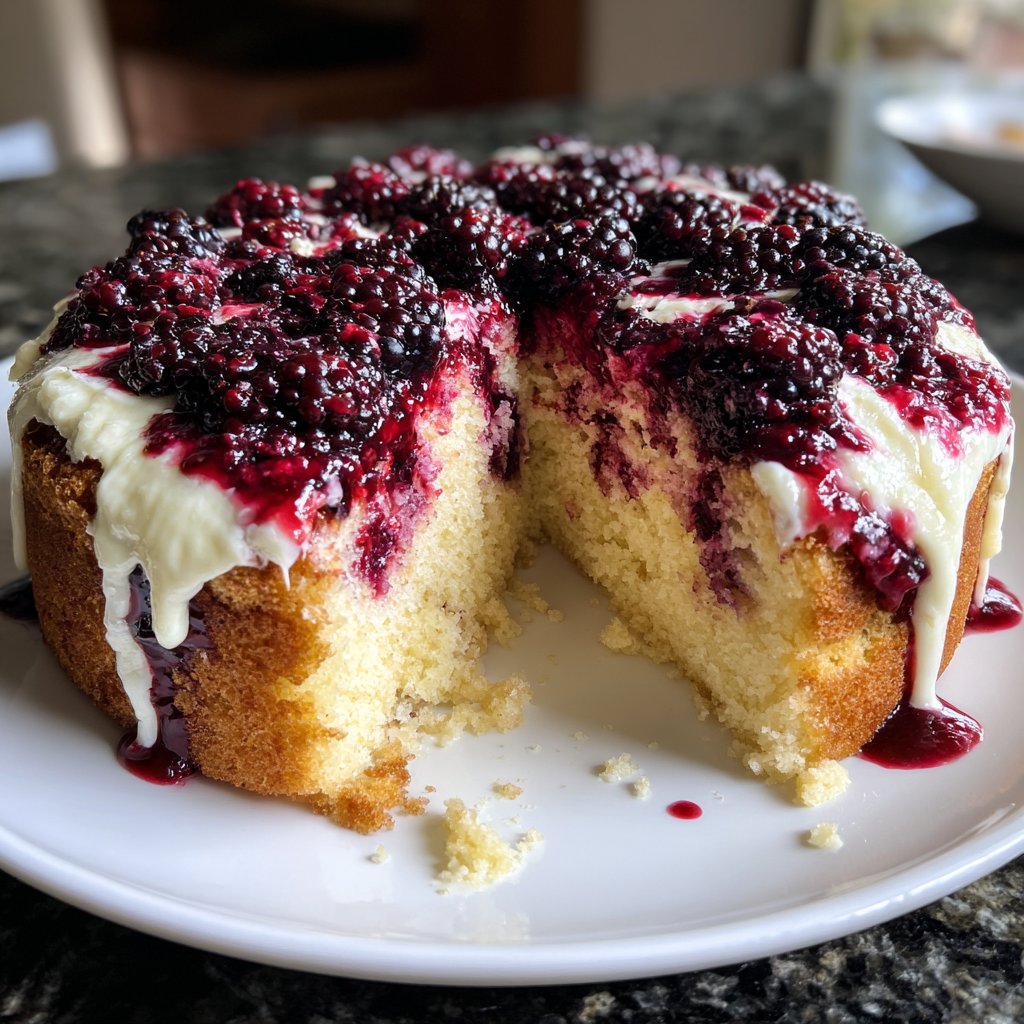 Kokosnuss Vanille Brombeere Kuchen