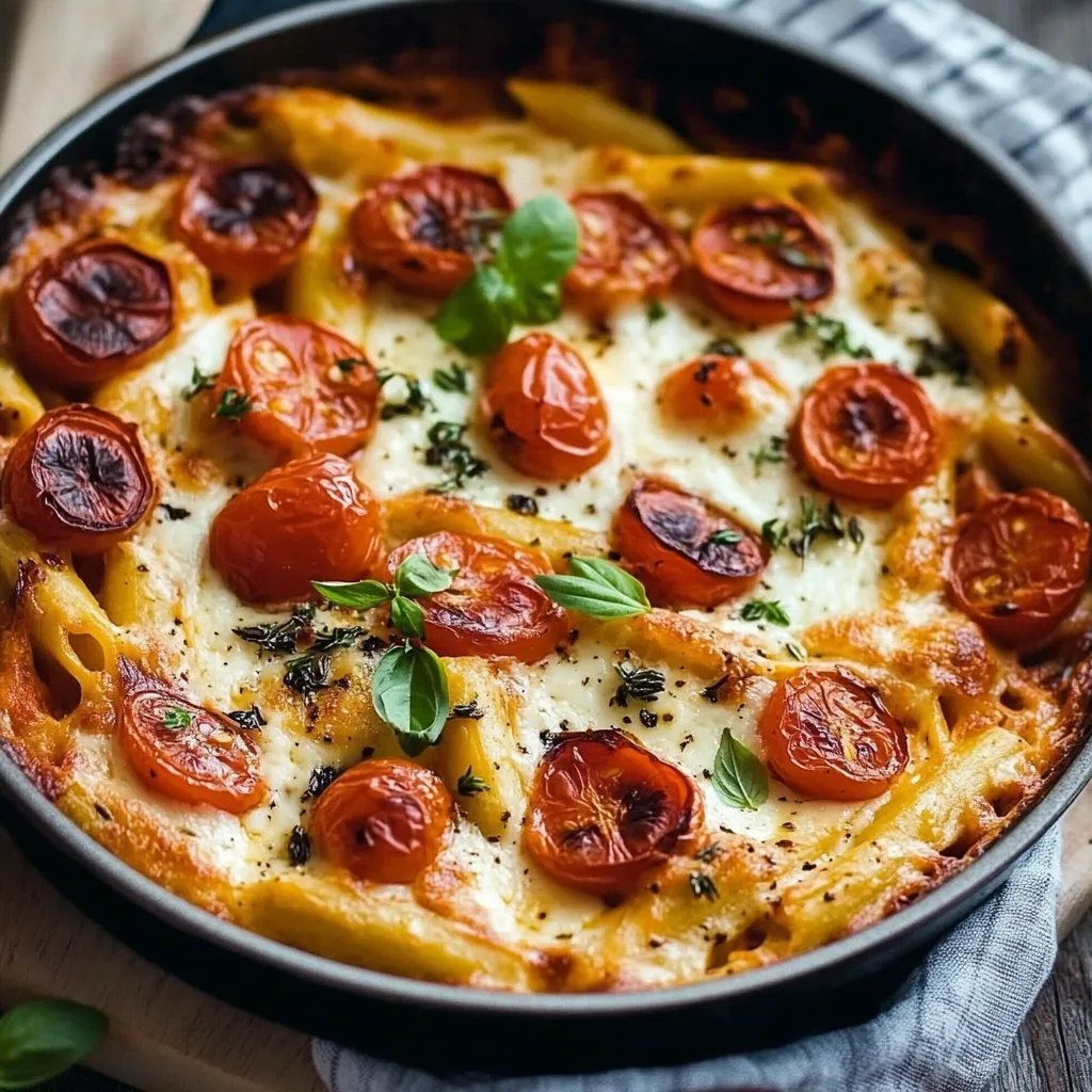 Cremiger Nudelauflauf mit Tomaten und Mozzarella