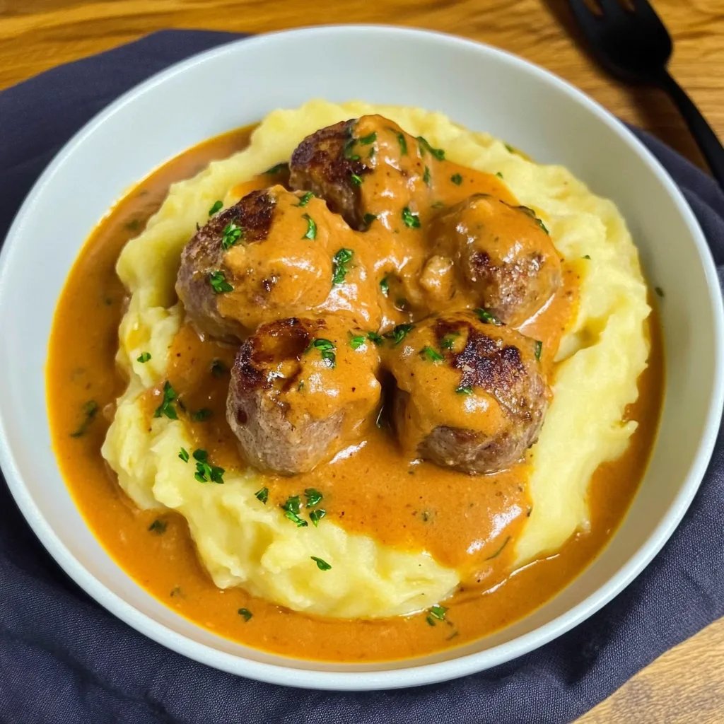 Fleischbällchen in cremiger Sauce mit Kartoffelpüree: Ein unglaubliches, ultimatives Rezept