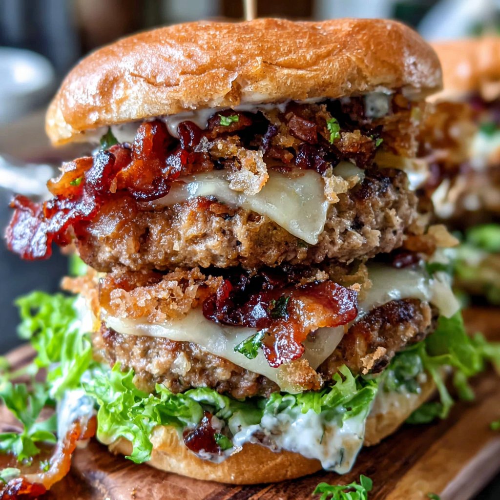 RindfleischBurger mit Speck-Topping