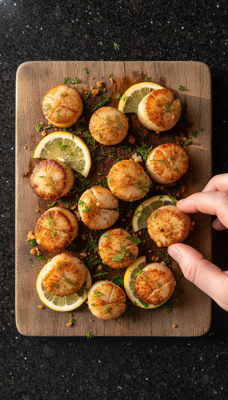 Zitronen Kräuter Gebratene Jakobsmuscheln​