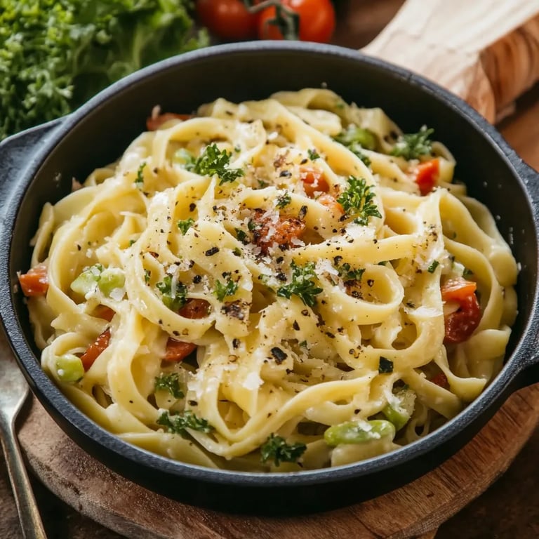 Bandnudeln mit Spitzkohl