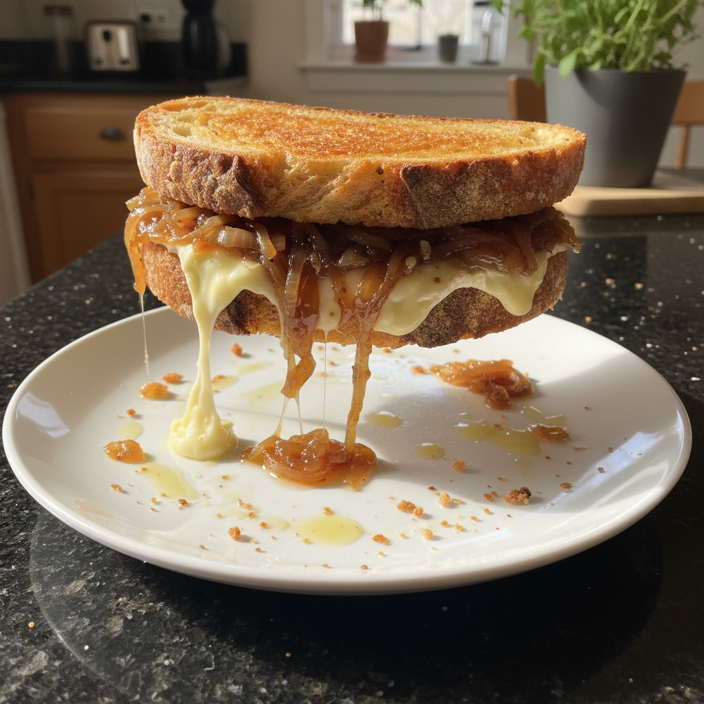 Karamellisierte Zwiebel und Brie Sandwich