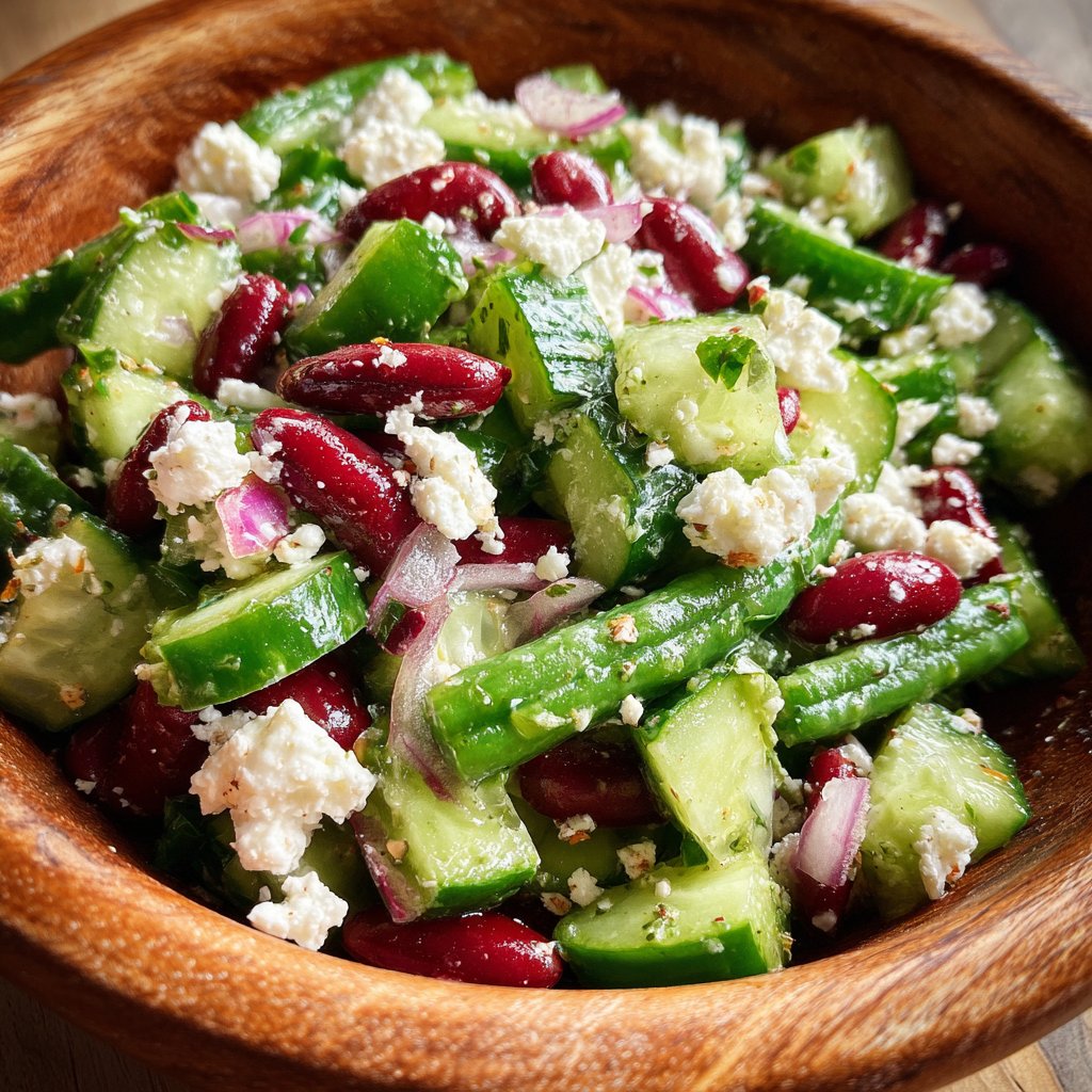 Gurken- und Bohnensalat mit Feta