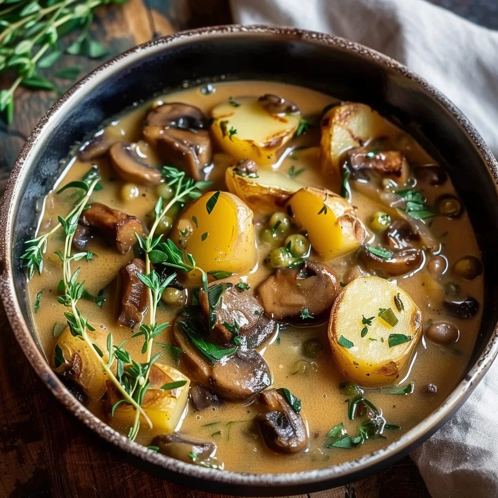 Kartoffel-Pilz-Pfanne mit grünen Bohnen