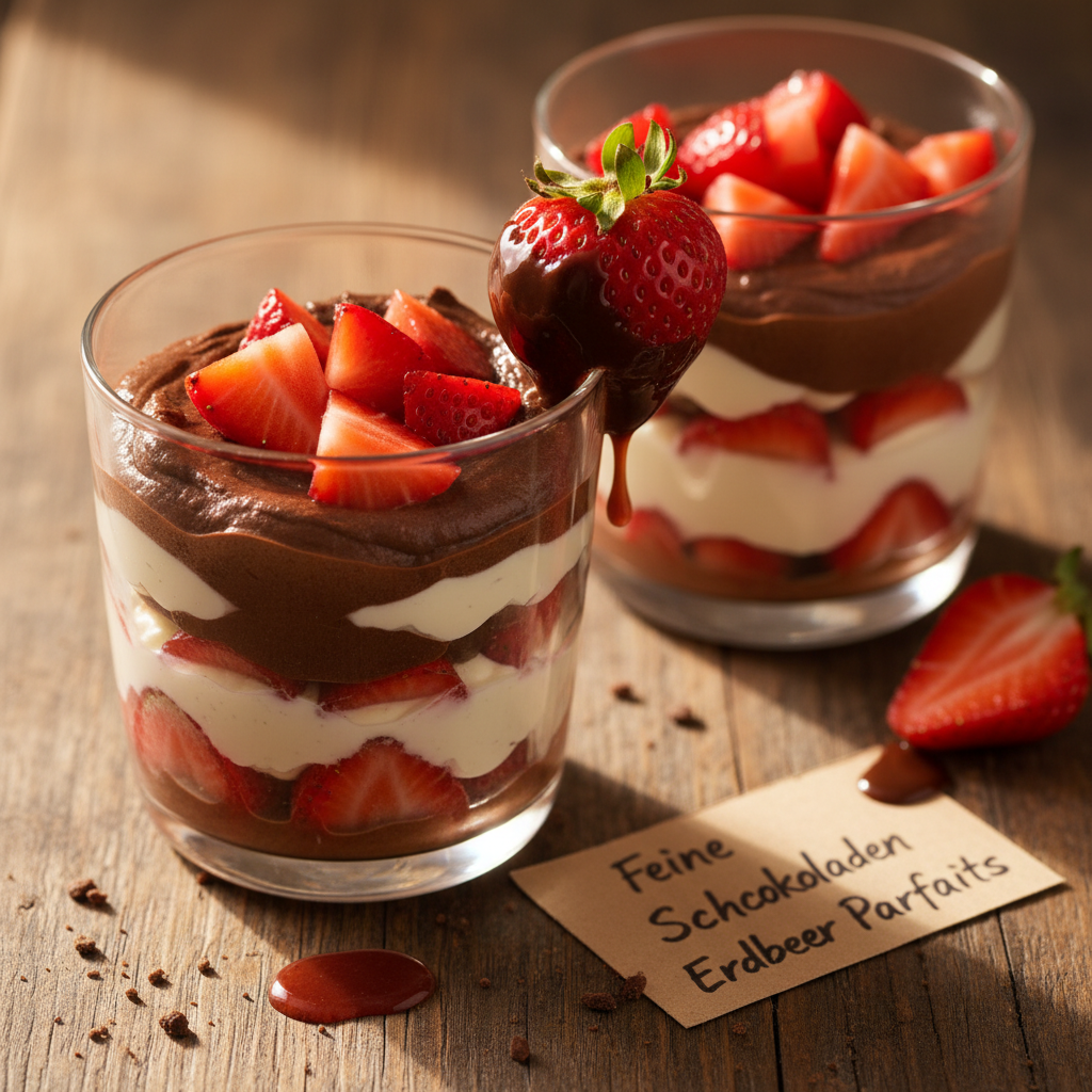 Feine Schokoladen Erdbeer Parfaits