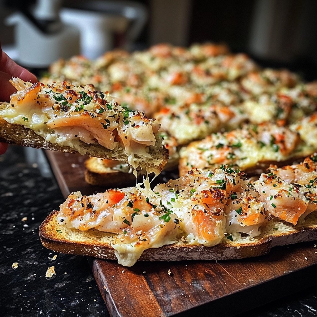 Weihnachtskranz aus geräuchertem Lachs-Bruschetta