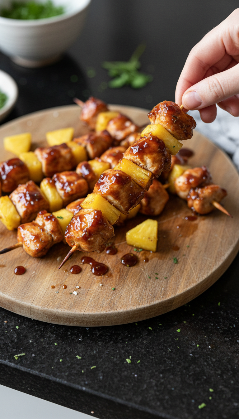 Teriyaki Ananas Hähnchen Spieße