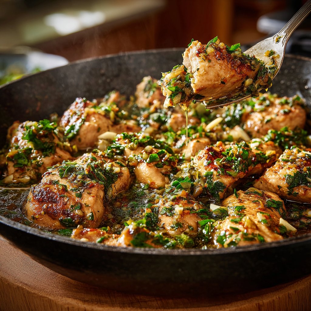 Knoblauch Kräuter Hühnchen Pfanne