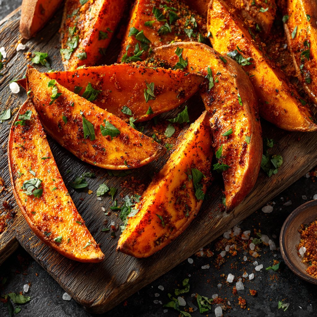 Gebackene Süßkartoffelspalten