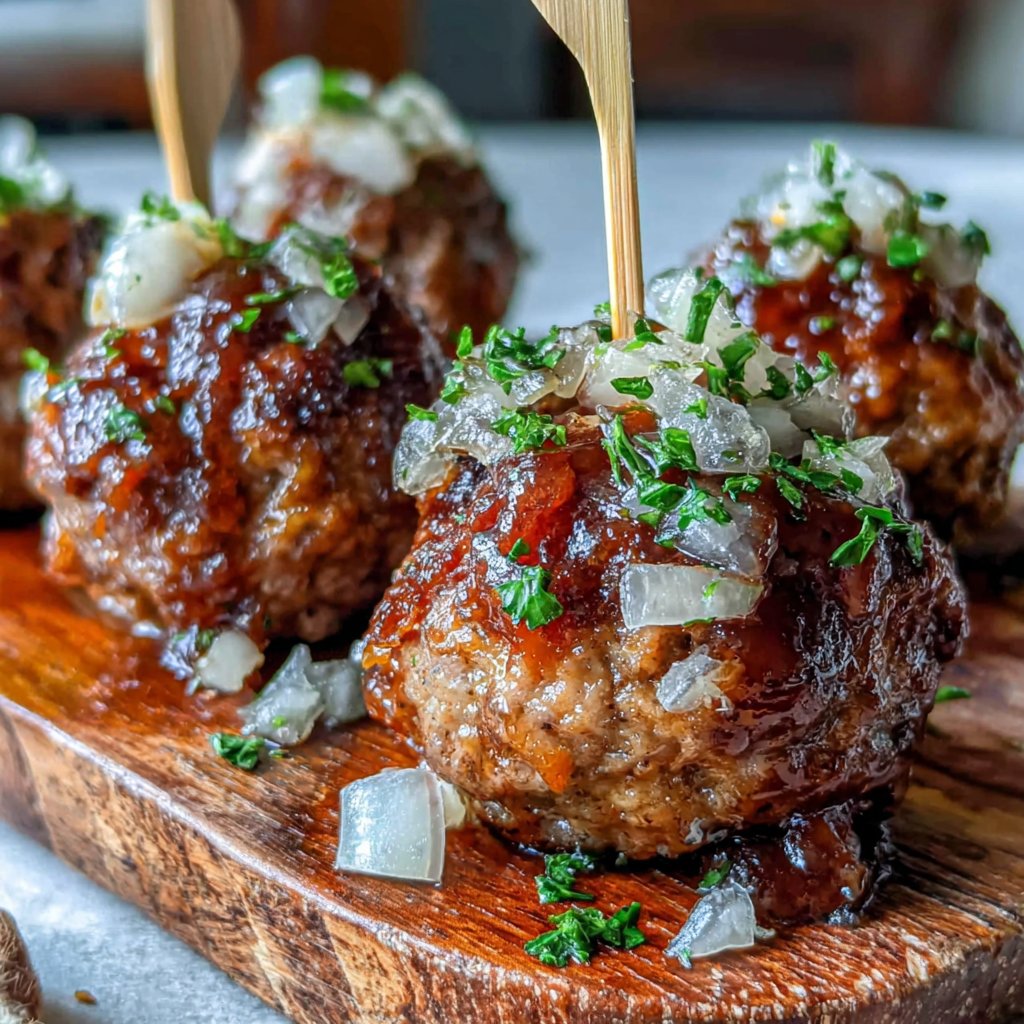 Hamburger-Fleischbällchen auf Spießen