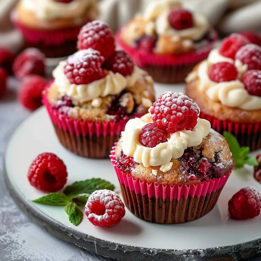 Reichhaltige und fruchtige Himbeer Muffins mit weißer Schokolade